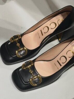 Gucci Gold Buckle High Heels